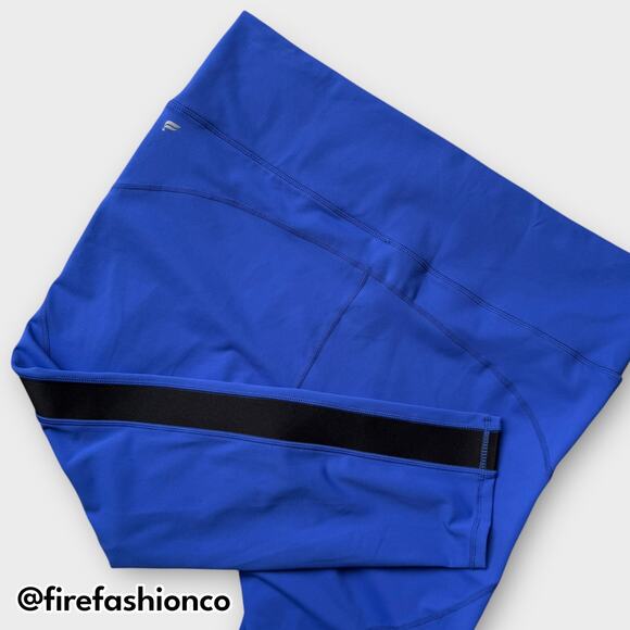 Fabletics PowerHold High-Waisted 7/8 Leggings Blue Black Side Stripe 3X (22-24) - Picture 4 of 9
